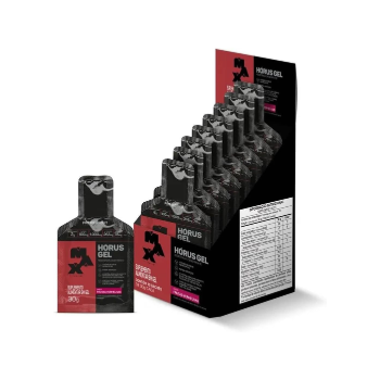 Embalagem do gel de carboidrato da Hórus Gel, desenvolvido para fornecer energia rápida durante treinos e corridas